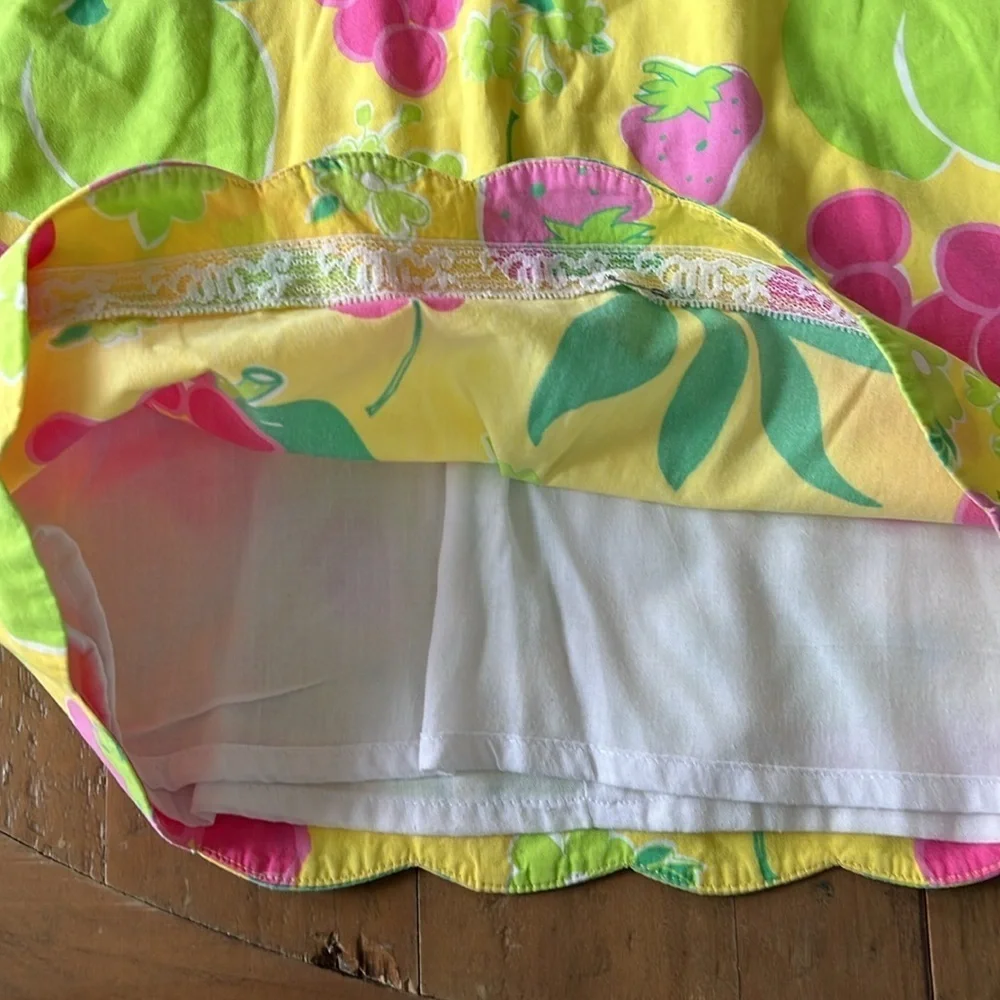 Lilly Pulitzer fruit salad colorful scalloped hem sleeveless dress